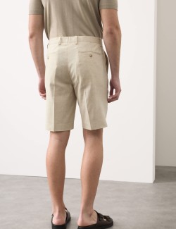 Přiléhavé oblekové šortky ze směsi italského lnu Performance