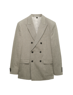 Oblekové sako ze směsi italského lnu s úzkými proužky Performance, mírně projmutý střih