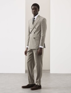 Oblekové kalhoty ze směsi italského lnu s úzkými proužky Performance, mírně projmutý střih