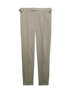 Oblekové kalhoty ze směsi italského lnu s úzkými proužky Performance, mírně projmutý střih