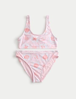 3dílná vesta na bikiny a vyrážku s potiskem mušle (6–16 let)