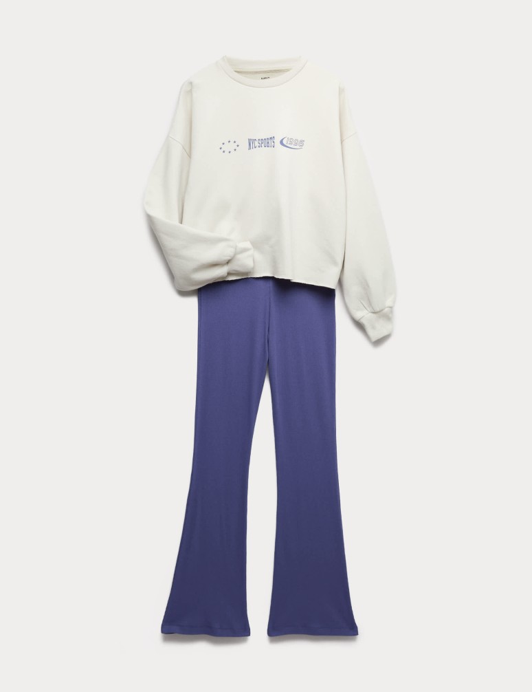 2dílný outfit topu a spodního dílu NYC, s vysokým podílem bavlny (6–16 let)