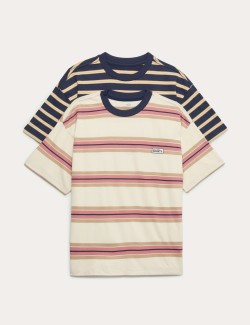 2 Pack Pure Cotton Striped T-Shirts (6-16 Yrs)