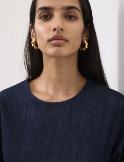 Denim Pintuck Mini Skater Dress