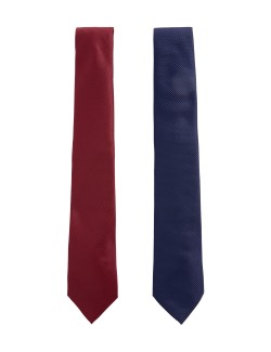 2pk Slim Textured Ties