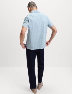 Tričko s krátkým rukávem z čisté bavlny Seersucker