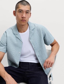 Tričko s krátkým rukávem z čisté bavlny Seersucker