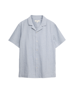 Tričko s krátkým rukávem z čisté bavlny Seersucker