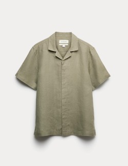 Pure Linen Herringbone Cuban Collar Shirt