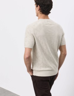 Pletené tričko z mercerované bavlny s geometrickým vzorem