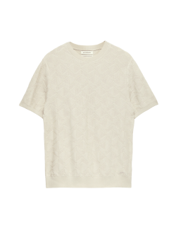 Pletené tričko z mercerované bavlny s geometrickým vzorem