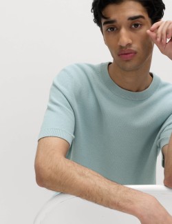 Pletené tričko s texturou a vysokým podílem bavlny