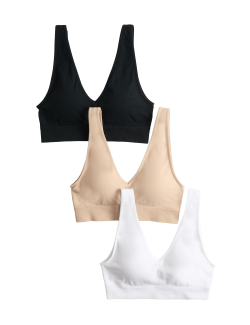 3 Pack Seamless V-Neck Crop Tops