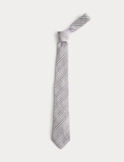 Linen Silk Blend Striped Tie