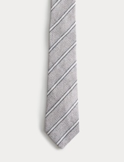 Linen Silk Blend Striped Tie