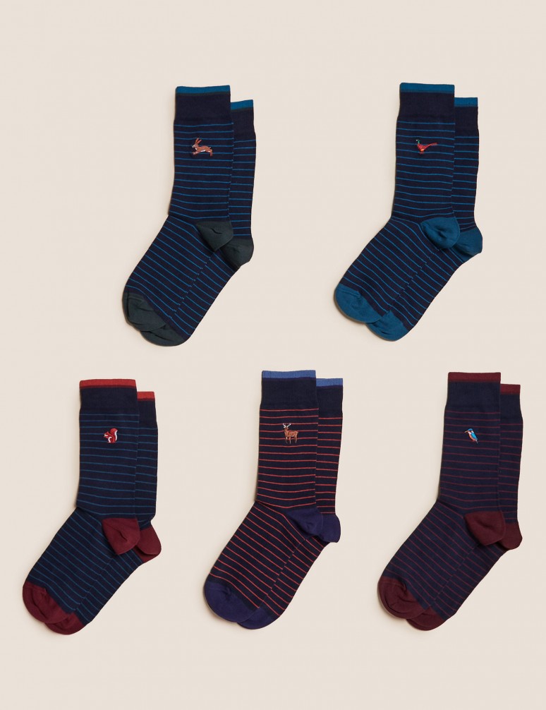 5pk Cool & Fresh™ Striped Cotton Rich Socks