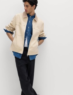 Džínová bunda z čisté bavlny s kontrastním límcem