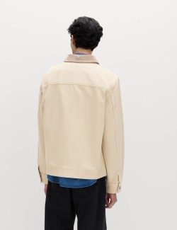 Pure Cotton Contrast Collar Denim Trucker