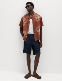 Košile normálního střihu ze směsi lnu a bavlny s kvetinovým motivem