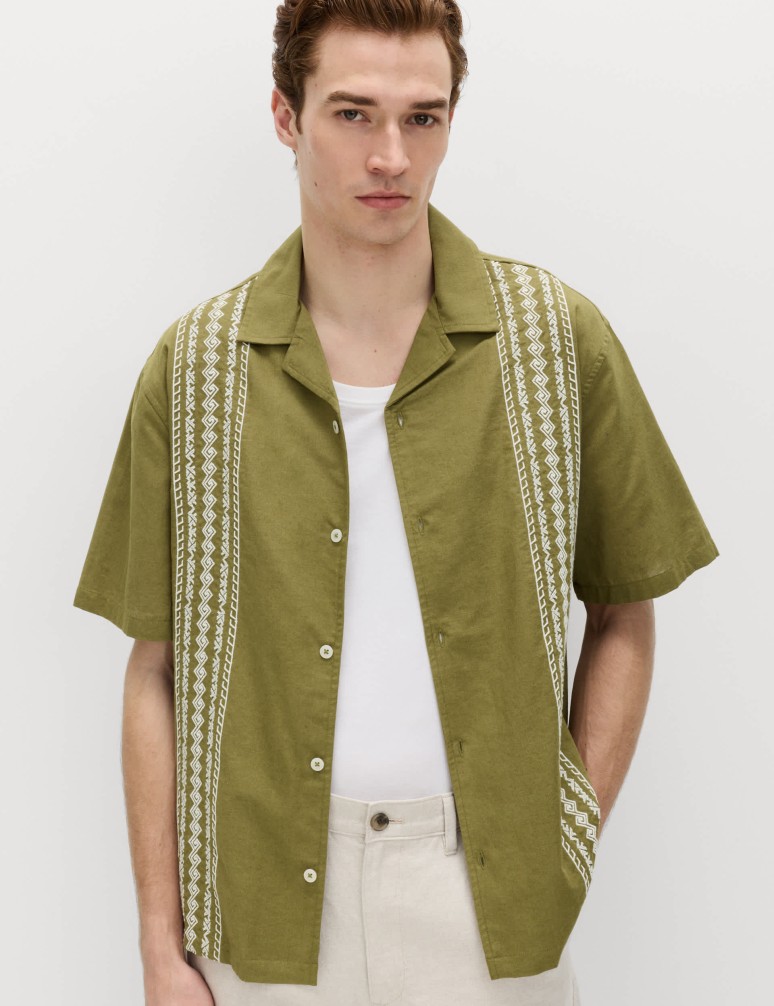 Relaxed Fit Cotton Rich Short Sleeve Shirt