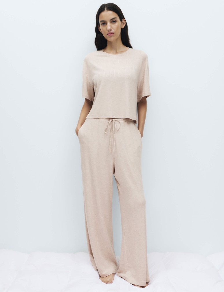 Modal Rich Ribbed Pyjama Bottoms