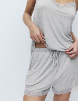 Lace Trim Cami Shortie Set