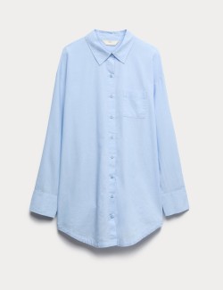 Pure Cotton Chambray Collared Nightshirt
