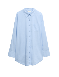 Pure Cotton Chambray Collared Nightshirt