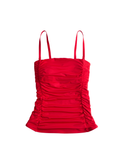 Řasené tankiny s hranatým výstřihem formující bříško