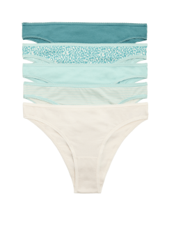 Brazilské kalhotky s vysokým podílem bavlny a materiálem Lycra™, 5 ks