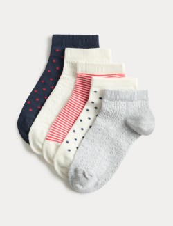 Pruhované krátké ponožky Trainer Liners™ s vysokým podílem bavlny, sada 5 párů