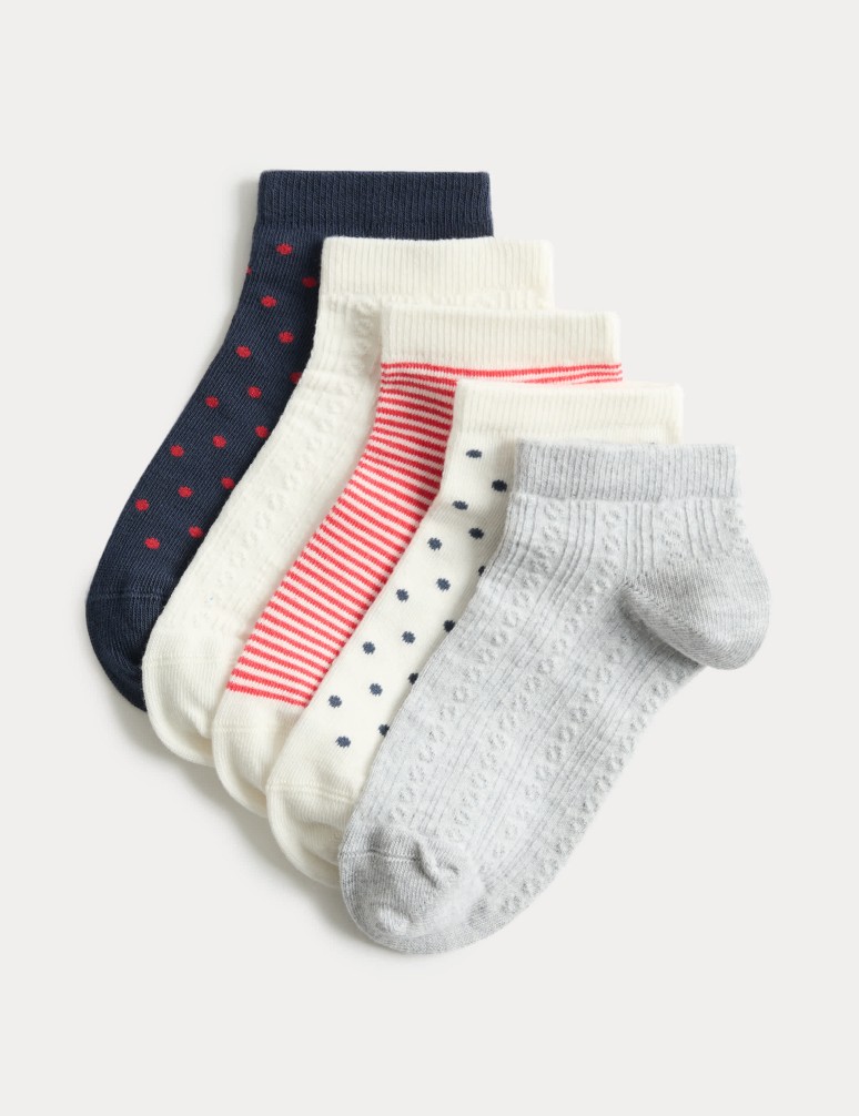 Pruhované krátké ponožky Trainer Liners™ s vysokým podílem bavlny, sada 5 párů