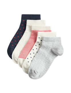 Pruhované krátké ponožky Trainer Liners™ s vysokým podílem bavlny, sada 5 párů