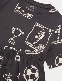Pure Cotton Football Print Short Pyjamas (1-16 Yrs)