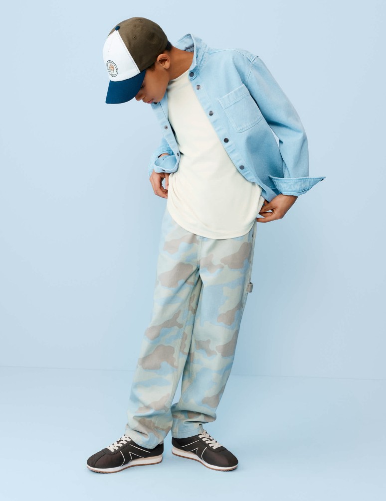 Maskáčové džíny, volný střih (2–16 let)