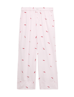 Bavlněné modalové pyžamové kalhoty Seersucker s motivem chilli