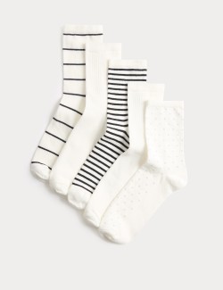 5 Pack Cotton Rich Ankle High Socks
