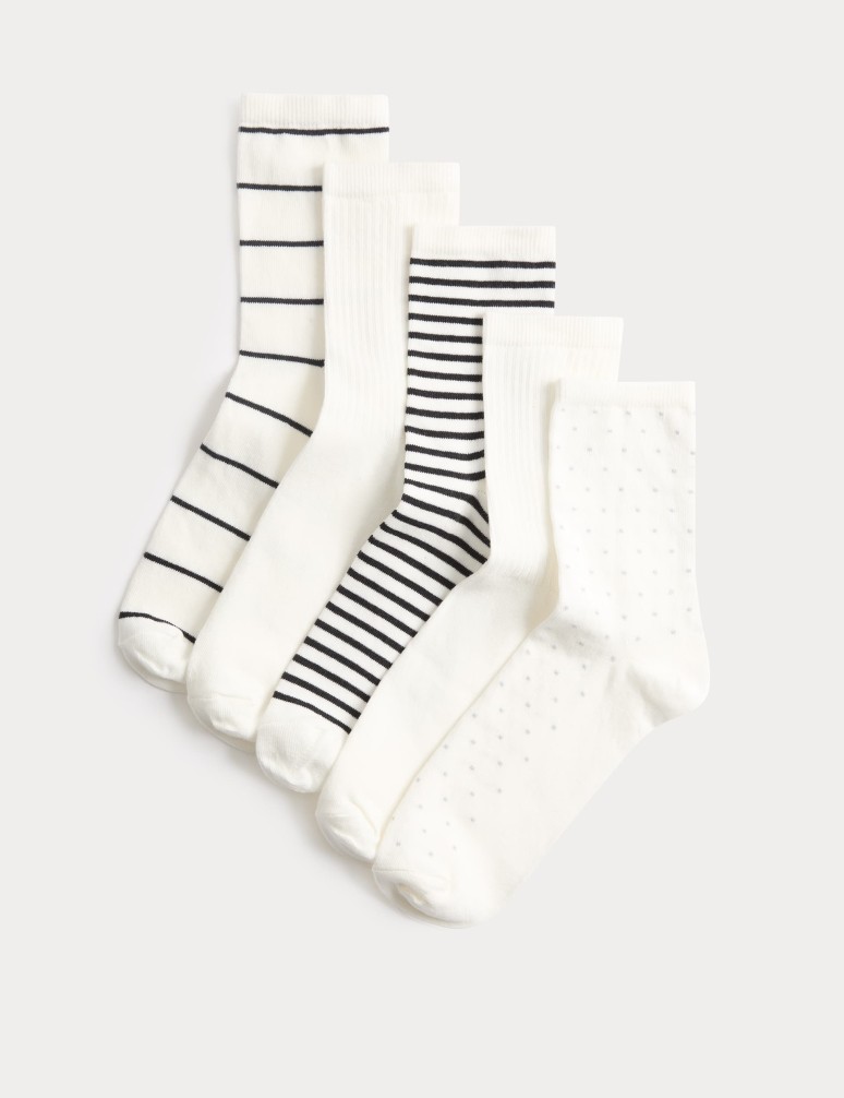 5 Pack Cotton Rich Ankle High Socks