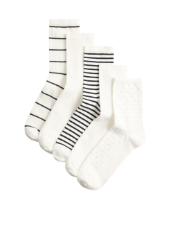 5 Pack Cotton Rich Ankle High Socks