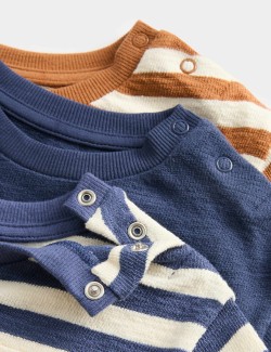3pk Pure Cotton Striped Long Sleeved Tops (0-3 Yrs)