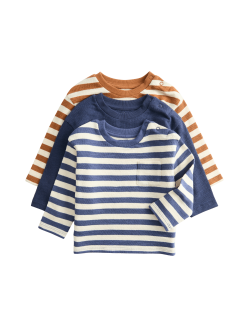 3pk Pure Cotton Striped Long Sleeved Tops (0-3 Yrs)