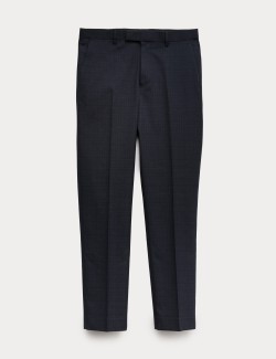 Regular Fit Textured Stretch Suit Trousers