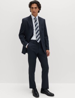 Regular Fit Textured Stretch Suit Trousers