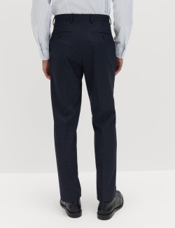 Regular Fit Textured Stretch Suit Trousers