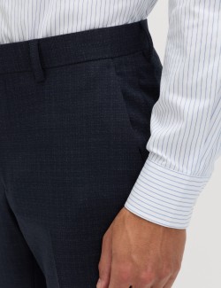 Regular Fit Textured Stretch Suit Trousers