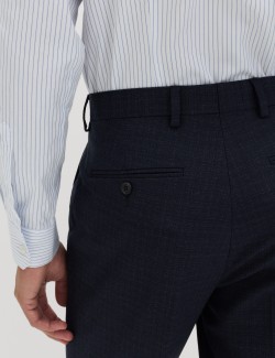 Regular Fit Textured Stretch Suit Trousers