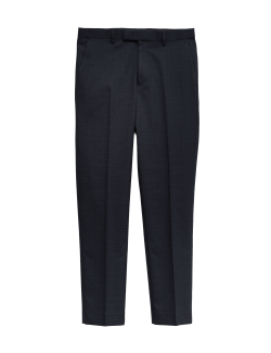 Regular Fit Textured Stretch Suit Trousers