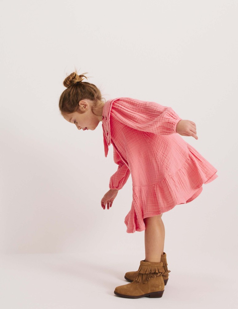 Šaty s límečkem z čisté bavlny s výšivkou (1–8 let)