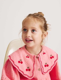 Šaty s límečkem z čisté bavlny s výšivkou (1–8 let)