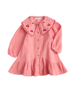 Šaty s límečkem z čisté bavlny s výšivkou (1–8 let)